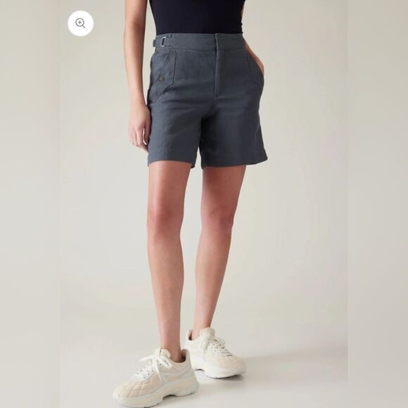 Athleta Voyager Linen Shorts NEW with tags Size 4 Granite Blue - Picture 2 of 15